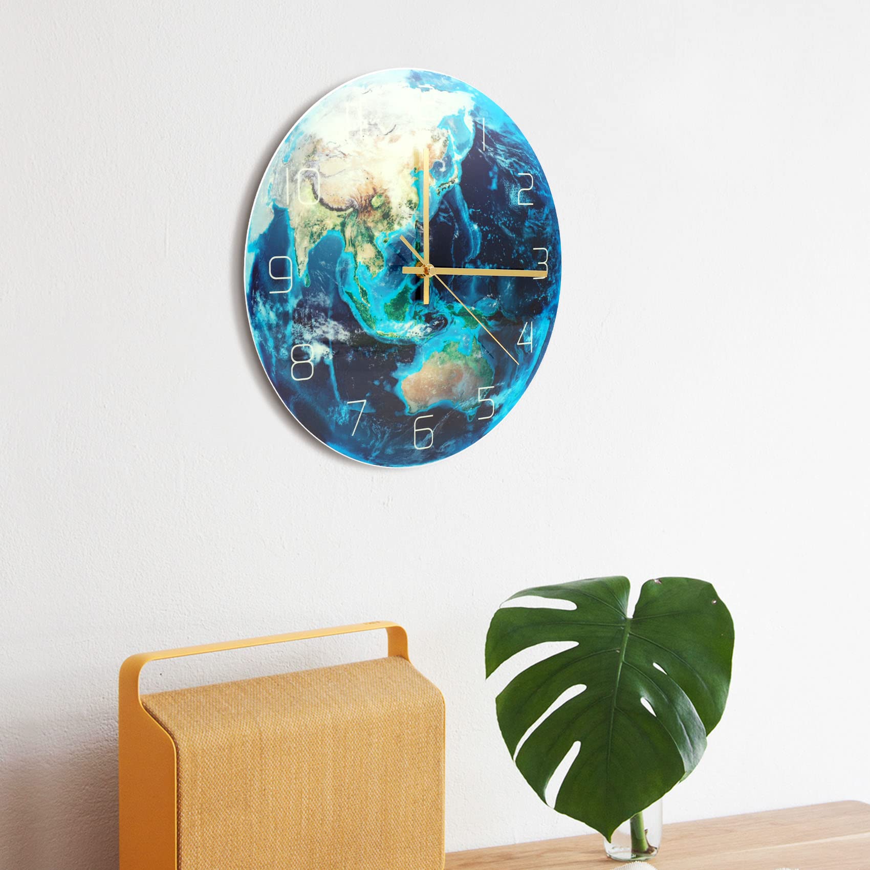 Aarde Wandklok Planeet Print Klok Studeerkamer Slaapkamer Decoratie voor Kinderkamer