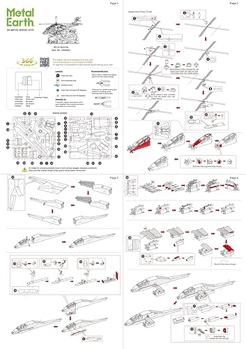 Miniatura 7 de Metal Earth Fascinations AH-64 Apache 3D Kit de modelo de metal con pinzas