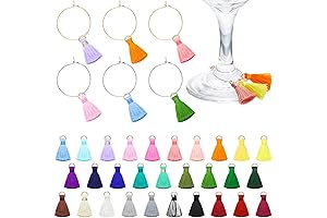 Wine Glass Charms Kit with 88-Piece Colorful Tassel Drink Charms