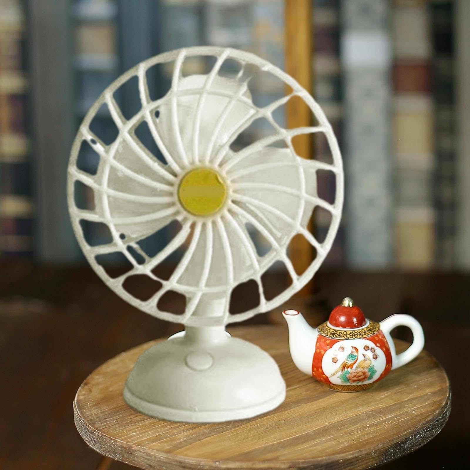 5 set di 1/12 scala casa delle bambole USB ricaricabile ventilatore elettrico in miniatura elettrodomestici bianco