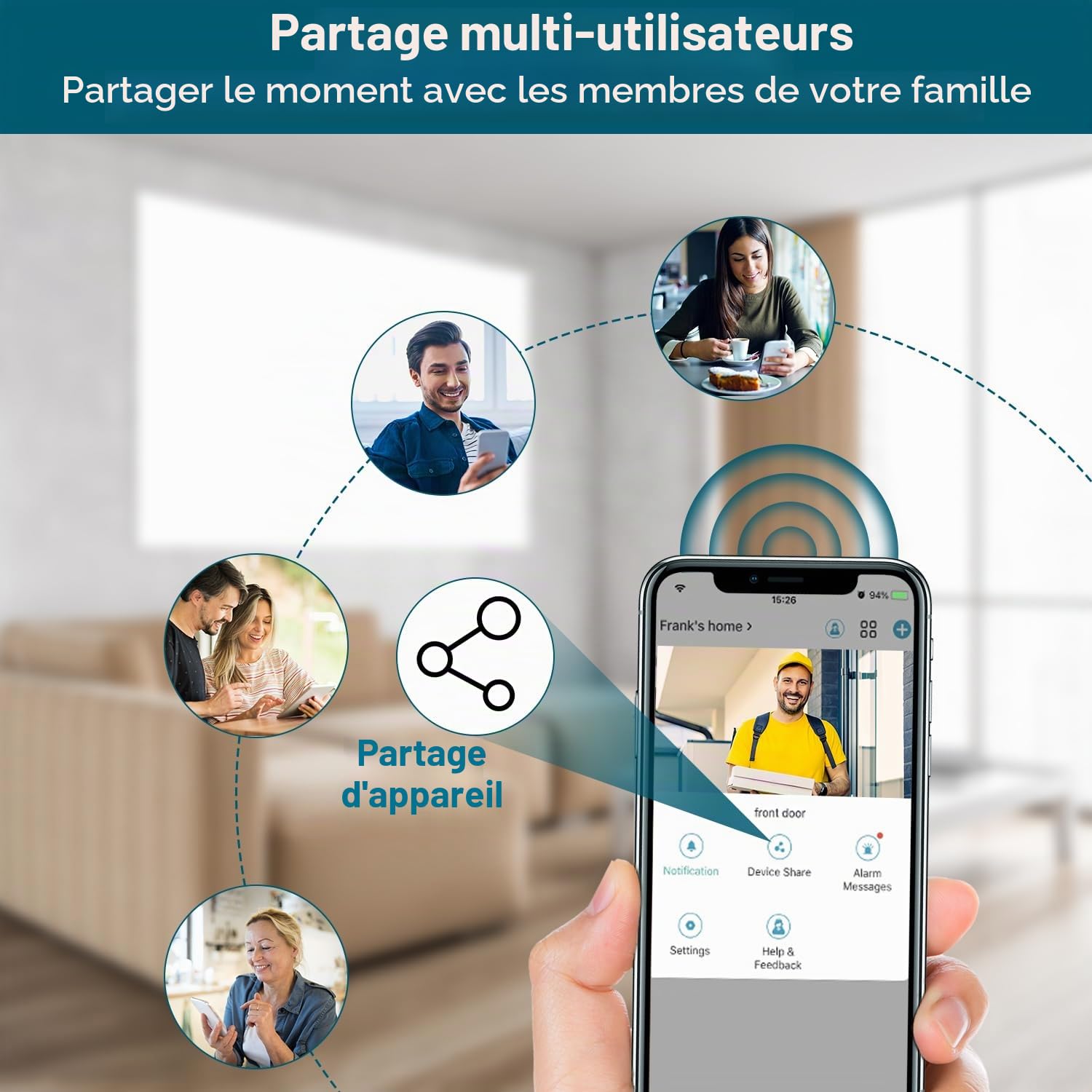 Sonnette vidéo sans fil avec carillon, sonnettes de porte intelligentes WiFi avec changeur de voix, détection de mouvement PIR, HD 1080P, vision nocturne, audio bidirectionnel, alimentée par batterie