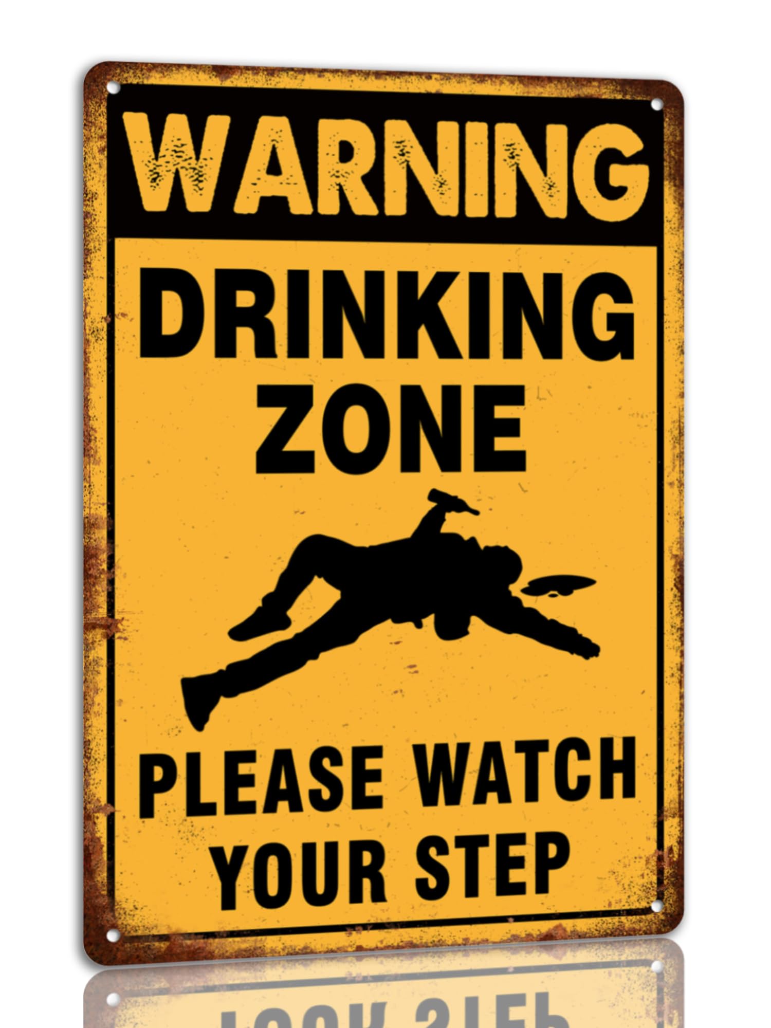 Drinking Zone Tin Sign Please Watch Your Step Vintage Warning Metal Signs Bar Pub Club Wall Decor 8 X 12 Inch