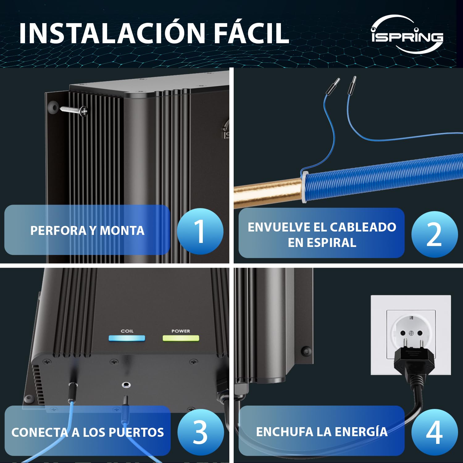iSpring EDV2 Descalcificador de Agua para Toda la Casa, Alternativa Electrónica Sin Sal 10 Veces Más Potente, Construcción de Aleación, Reduce la Cal y Previene la Acumulación de Depósitos