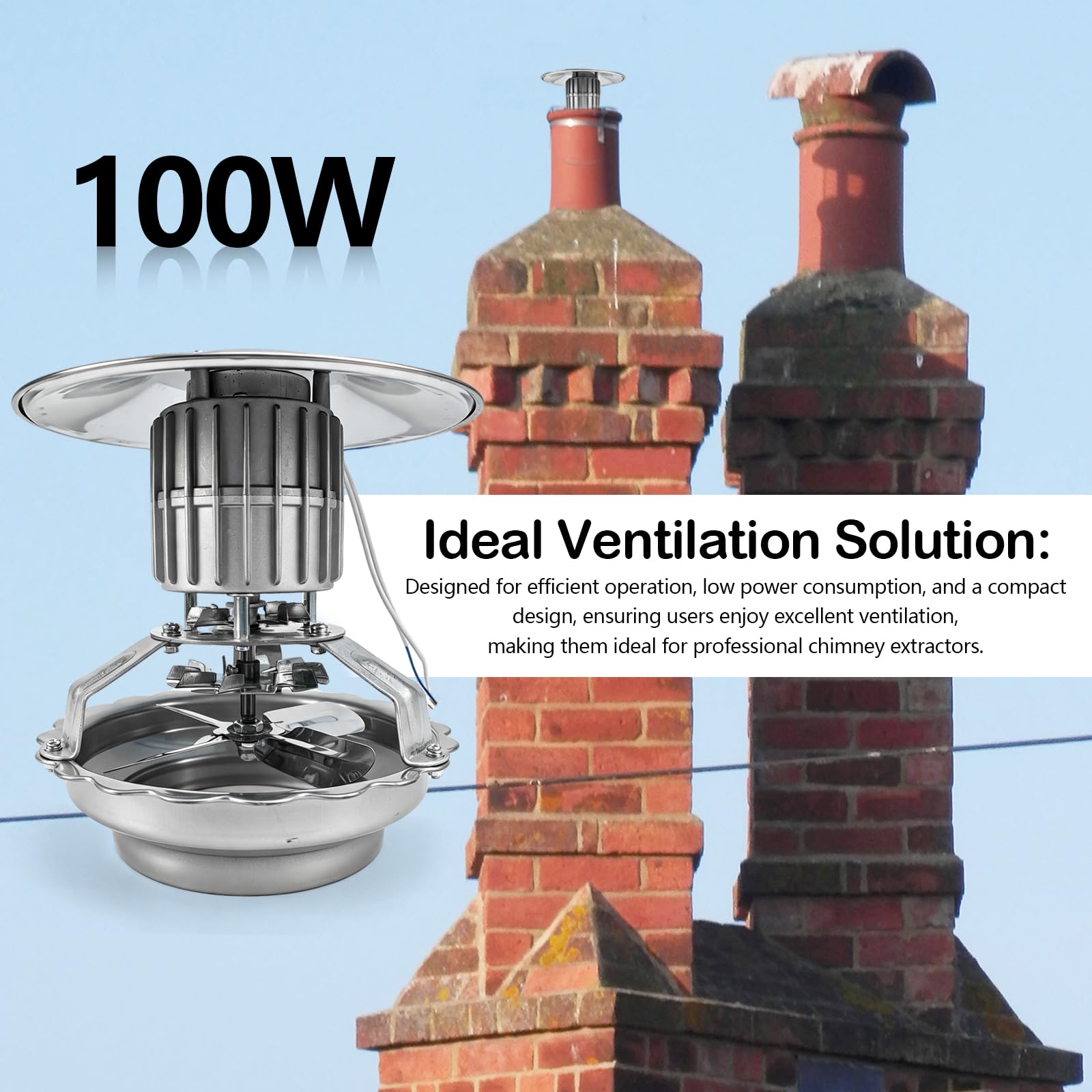 Rauchabzug Ventilator 100W, Kaminventilator 13,5-22 cm Fume Ventilator