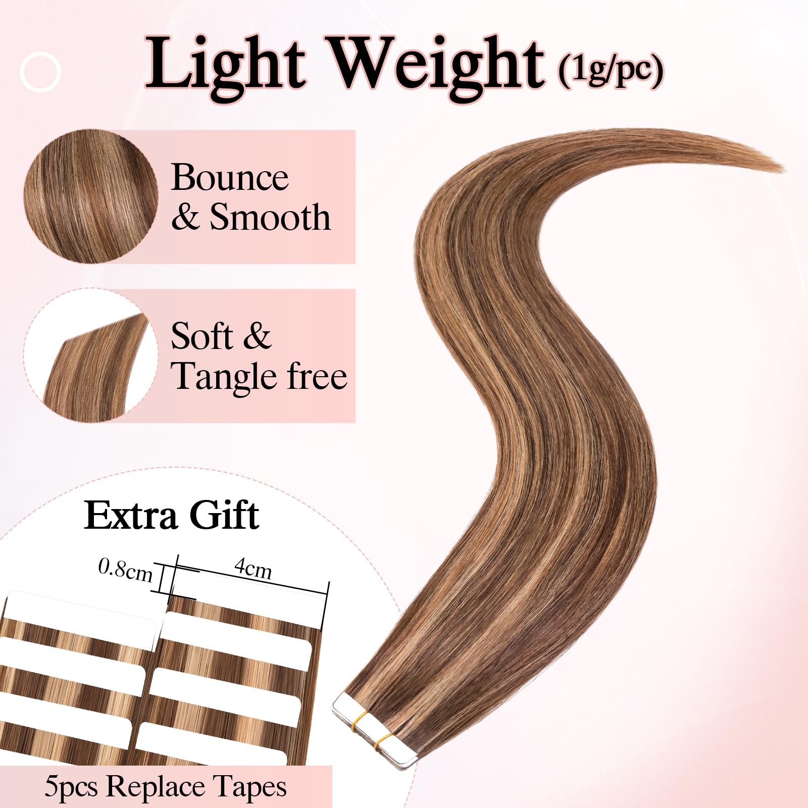 SEGOHAIR 10Pcs Human Hair Tape in Extensions - Image 2
