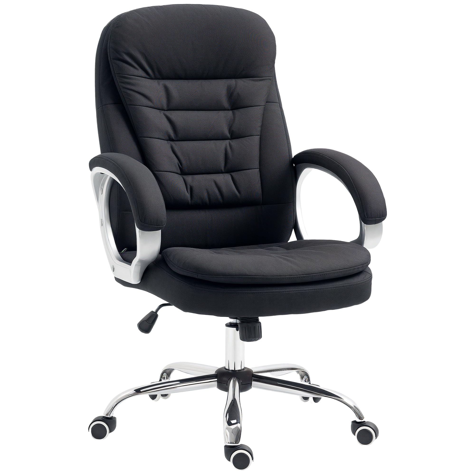Vinsetto Black Ergonomic Office Chair, Executive Office Chair With Arm, Swivel Wheels, Linen Fabric, Adjustable Height, Cat Scratch Resistant, | Aosom Uk