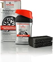 NIGRIN Performance Reifen-Gel, 300 ml, schützt Autoreifen vor UV-Strahlen, Schmutz und Salz, mit Spezialschwamm zum Auftragen für Reifen-Pflege und Reifen-Glanz