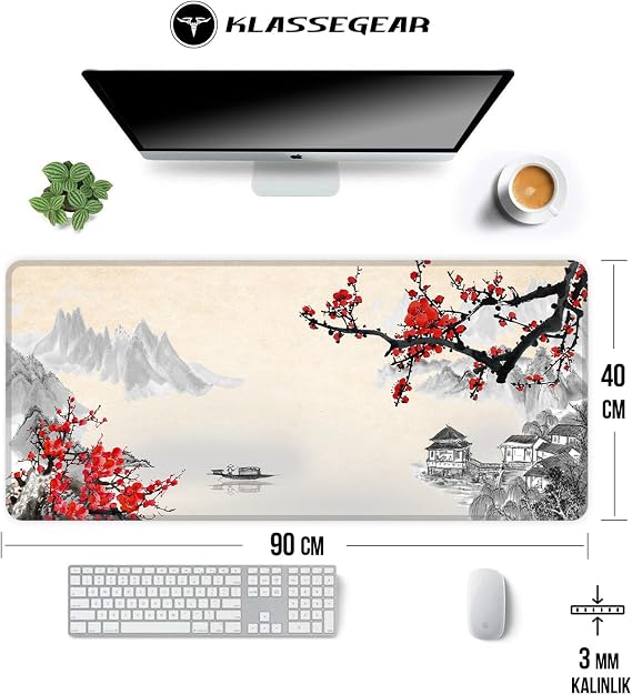 Klasse Pro - 10 Different Models Stitched Edge 90x40 cm Player Gaming Mouse Pad (Cherry Blossom, 90x40 cm)