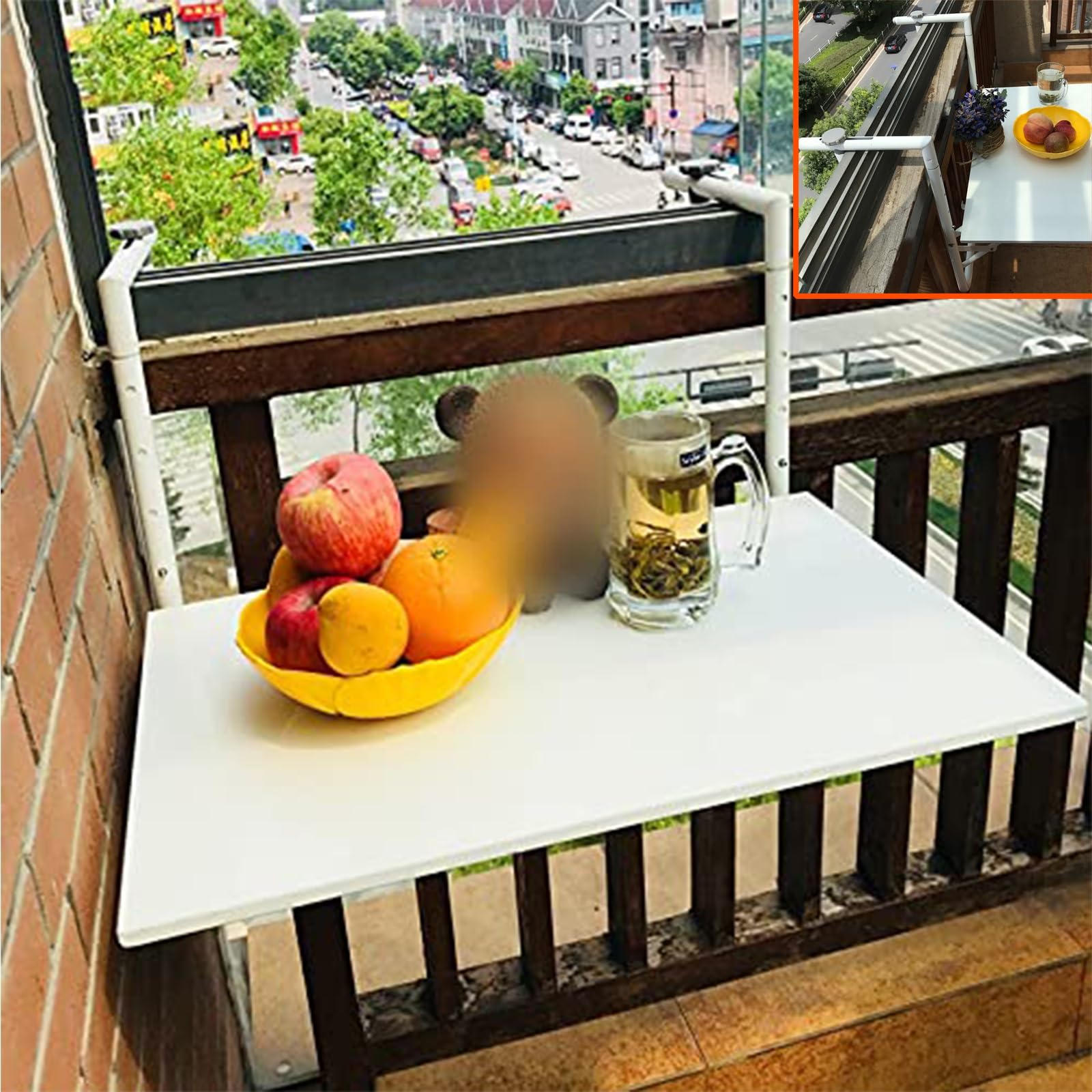 Table de Balcon Suspendue en métal,Table Suspendue for Balustrade de Balcon,Table Suspendue for Balustrade de Balcon,Table de Balcon multifonctionnelle,Capacité portante 15kg(Black)