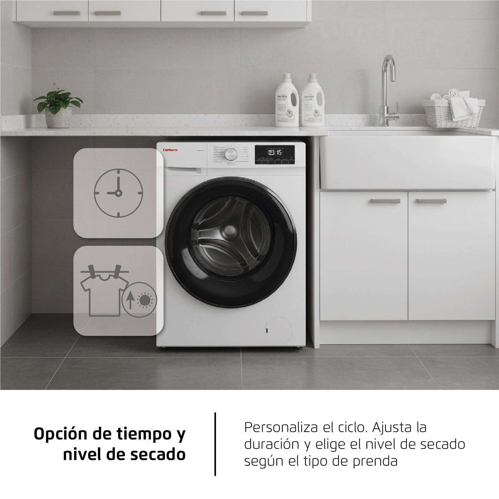 Corberó - Lavadora Secadora Carga Frontal | CLSH1066VIN | 10 kg / 6 kg | 1400 rpm | Motor Inverter | 15 Programas | Lavado Jet y Función Vapor | Función Antialérgico| Programa rápido | Blanco