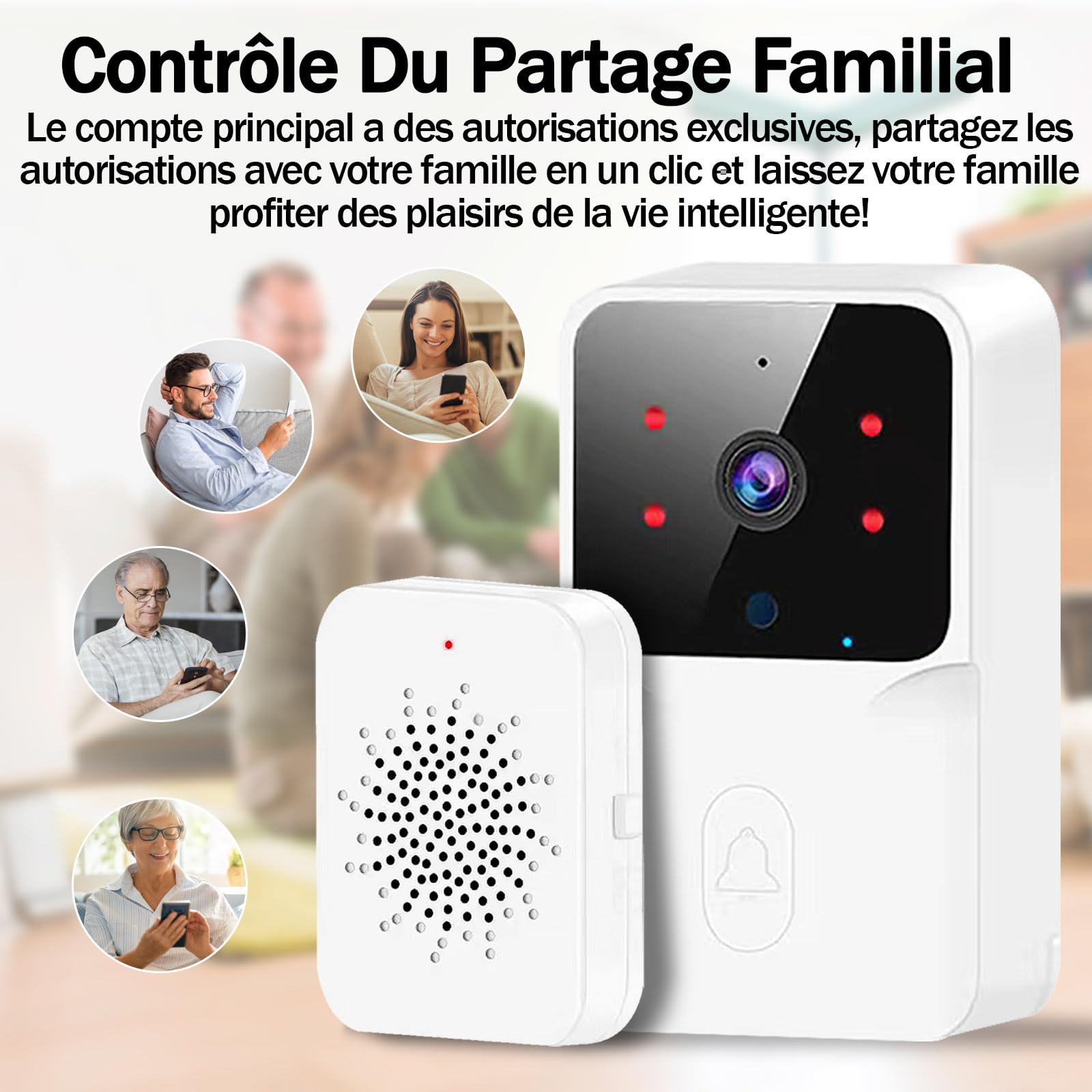 Générique Sonnette Vidéo WiFi 1080P HD avec Caméra et Vision Nocturne - Détection de Mouvement, Audio Bidirectionnel, Installation Facile - Sécurité Intelligente pour Maison