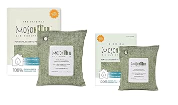 Two (2) Moso Natural Air Purifying Bags 1-200g and 1-500g (Green) Natural Odor Eliminator. Fragrance Free, Chemical Free, Odor Absorber. Captures and Eliminates Odors Green Color
