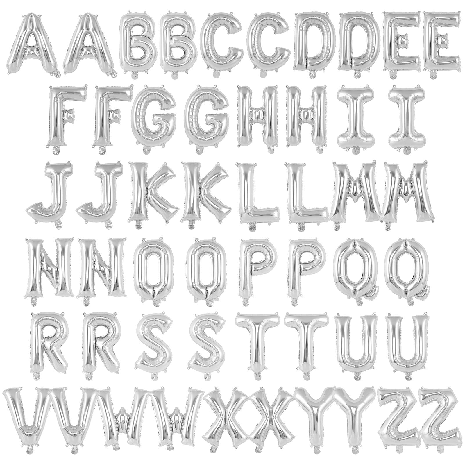 52 Pcs Silver Letter Balloons,16 Inch Foil Alphabet Letter Balloons,Letter A-Z Balloon Banner Custom Phrase Balloon for Birthday Party Wedding