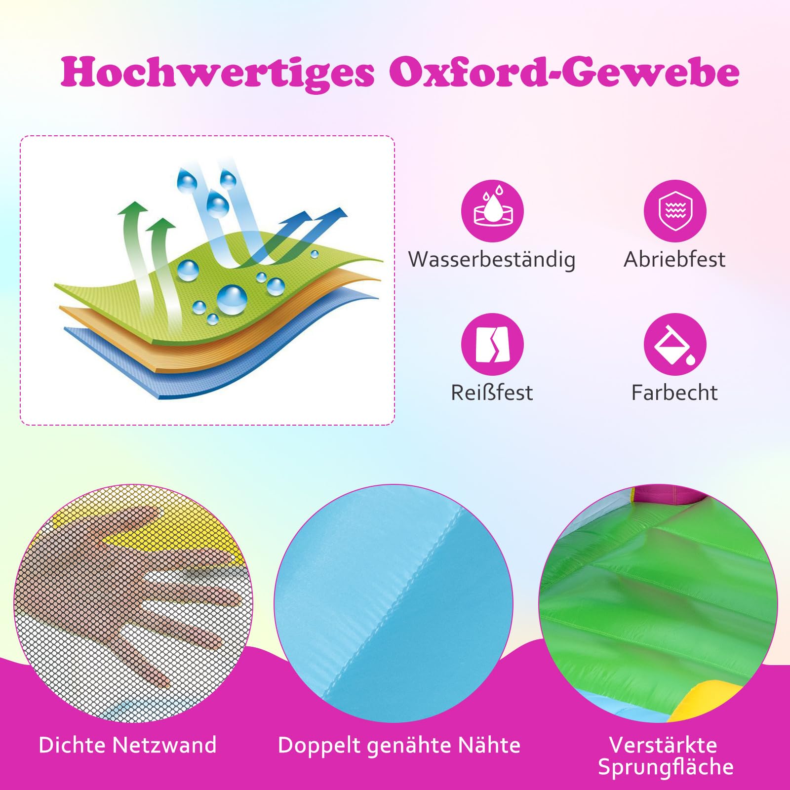 COSTWAY Hüpfburg mit Rutsche und Sprungbereich, kleine Bouncy Castle für Kinder, Innen- und Außenbereich, inkl. Tragetasche, Reparaturset, 260 x 195 x 219 cm