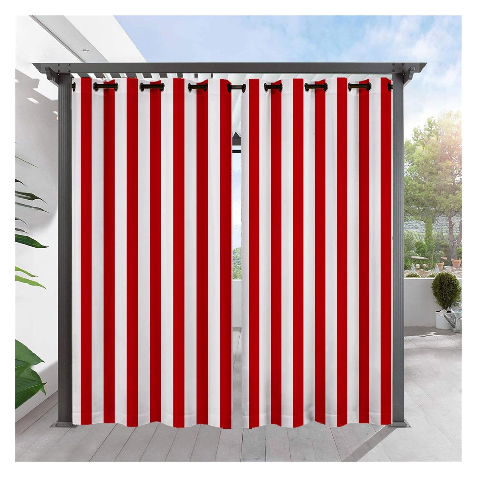 Wodoodporne panele chroniące przed promieniowaniem UV na zewnątrz - wiatroszczelne paski 2-panelowy zestaw na balkon basen domek - czerwone zasłony ogrodowe 199 cm x 200 cm