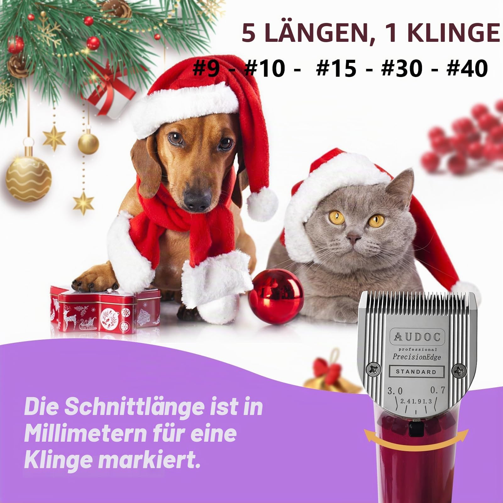 2er-Pack Professional Animal 5-in-1 Schnittlänge der Klinge verstellbar 0,7-3 mm, kompatibel mit Arco, Bravura und Moser Arco 1870/1871/1872/1873/1854