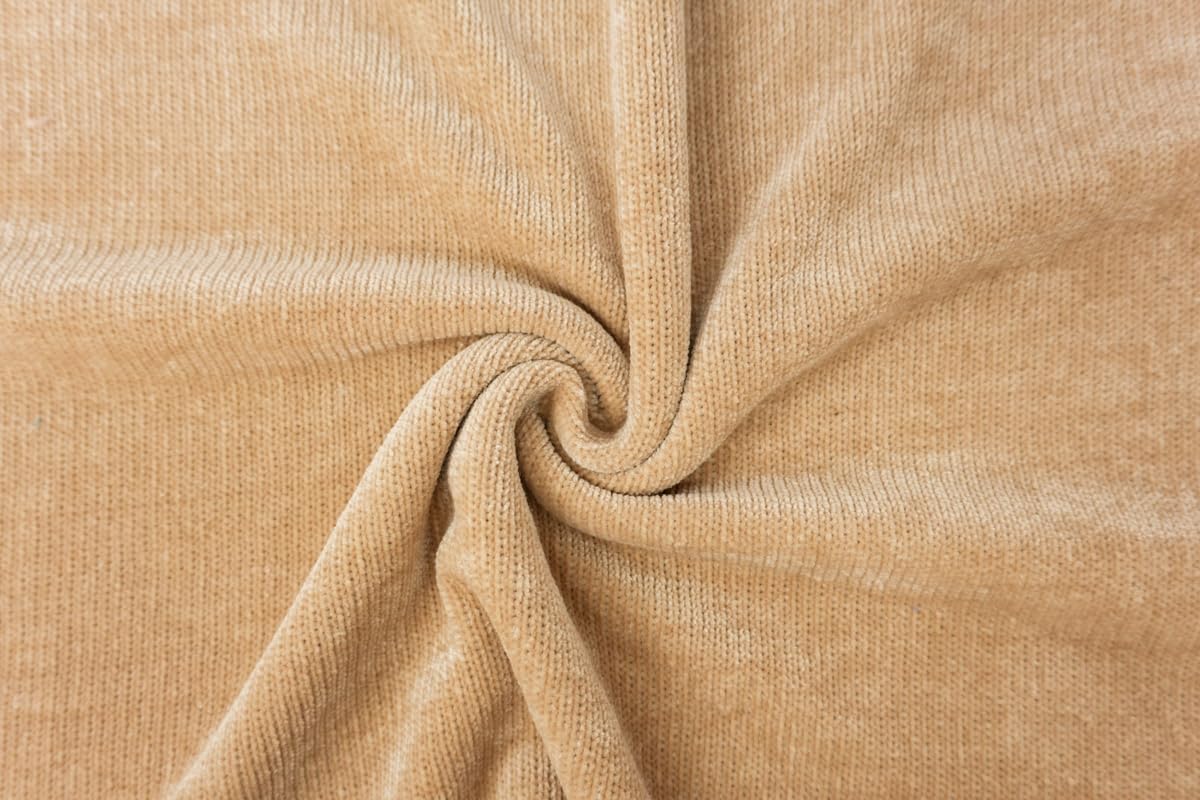 Beige Poly Chenille Solid Jersey Sweater Knit Fabric By the Yard, 2yd Length