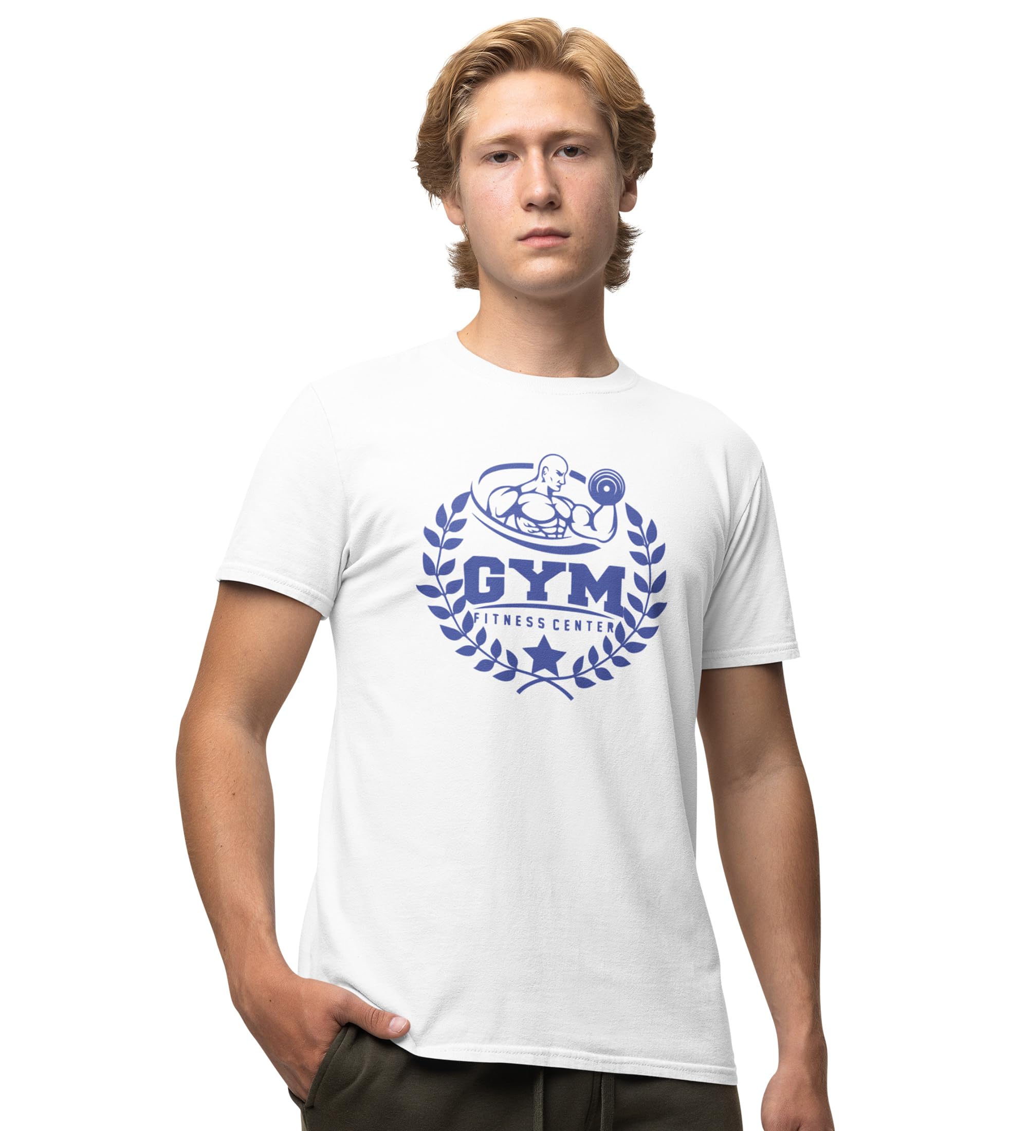 NeviCollections Gym, Fitness Center, (BG White) White Round Neck Cotton Half Sleeved Men's T-Shirt with Printed Graphics-picture-20