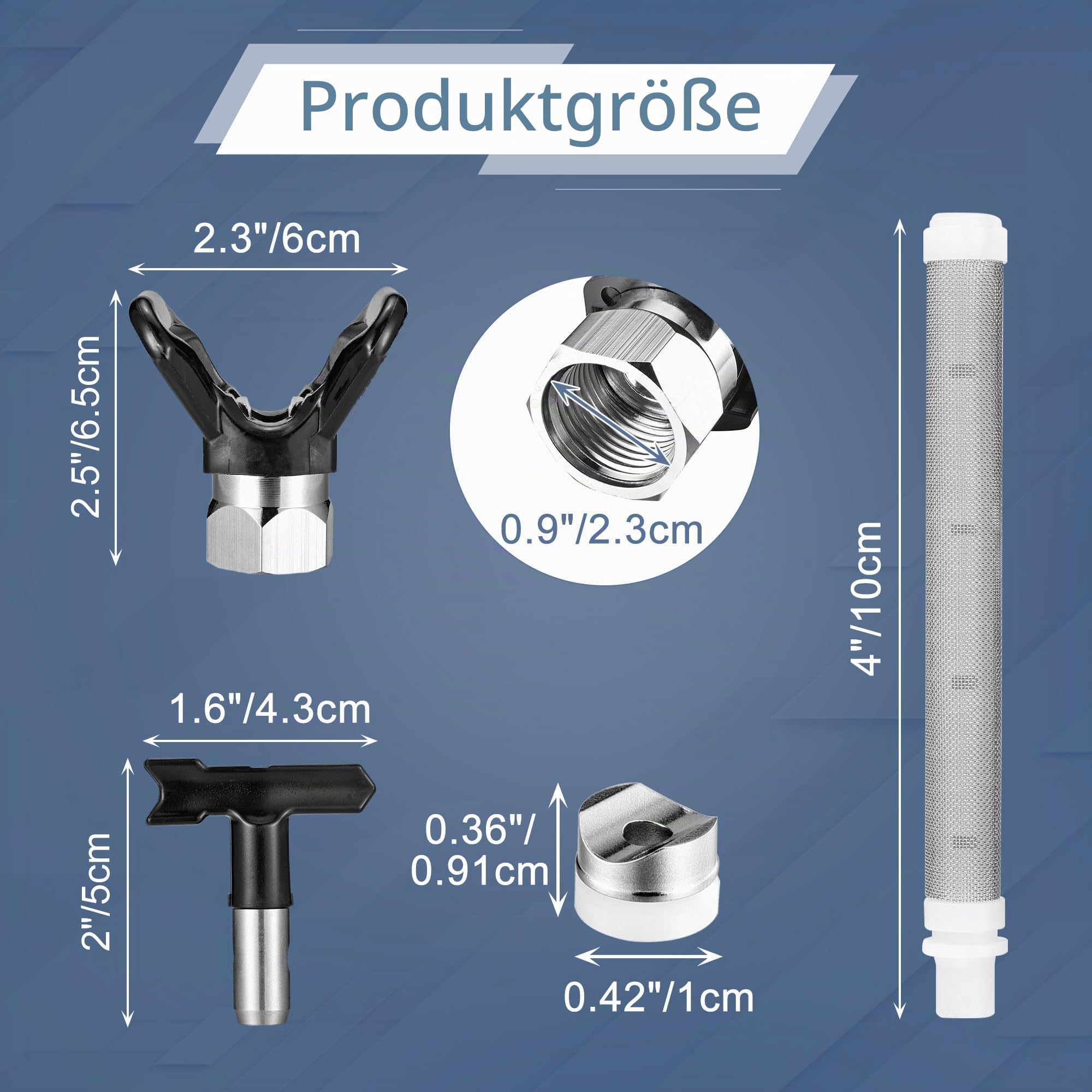 12pcs Airless Pistole 3600 PSI Hochdruck Airless Farbsprühgerät mit 5 Airless Düse mit Spitzendichtung und 5 Airless-Lackpistolenfilter für Airless Farbsprühsysteme (211,313,415,517,623)