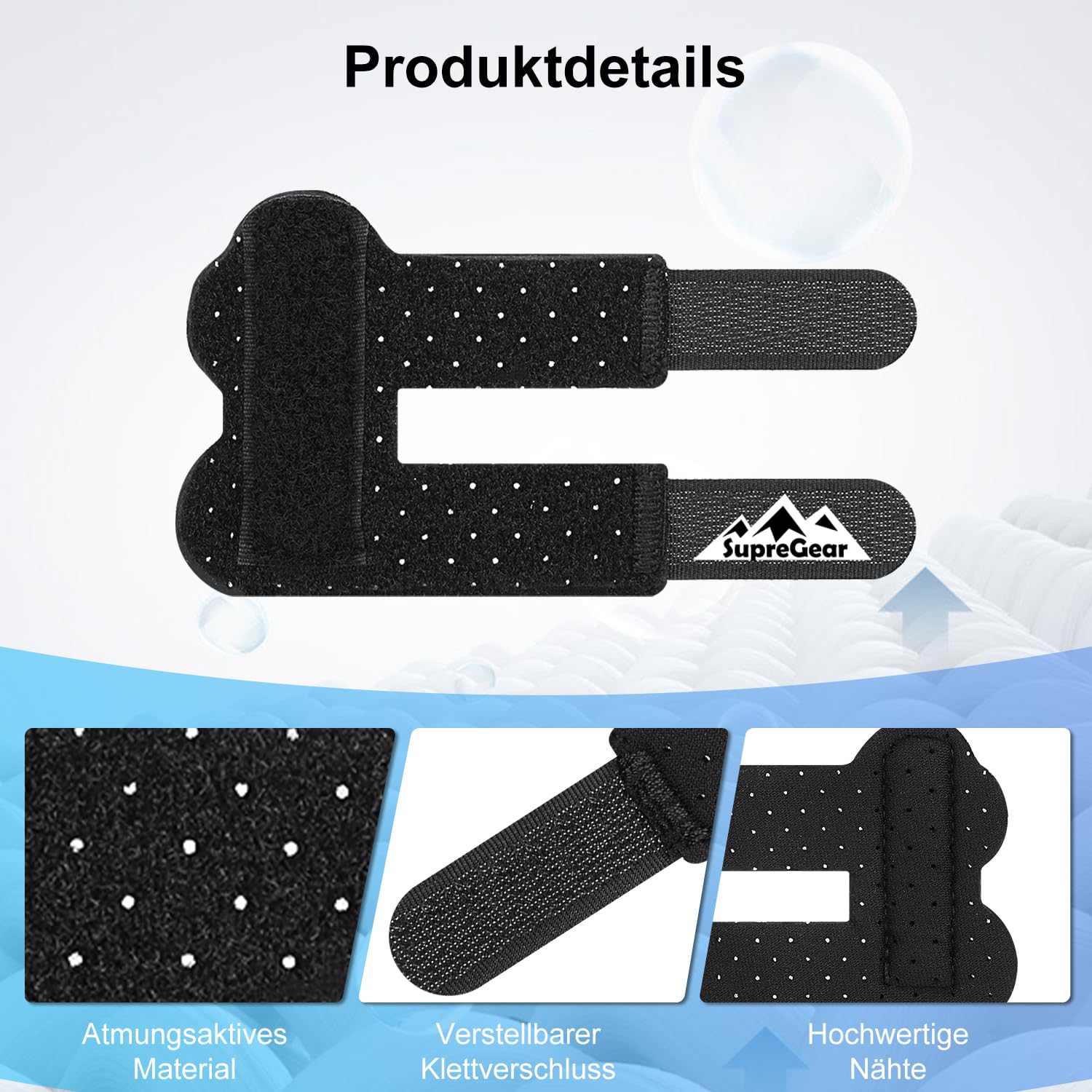 supregear Fingerschienen, 2 Stück Verstellbare Fingerstütze, Bequemer Finger Stabilisator für Gebrochene, Verstauchte, Arthritis, Sehnenentzündung und Geschwollene Finger, Schwarz