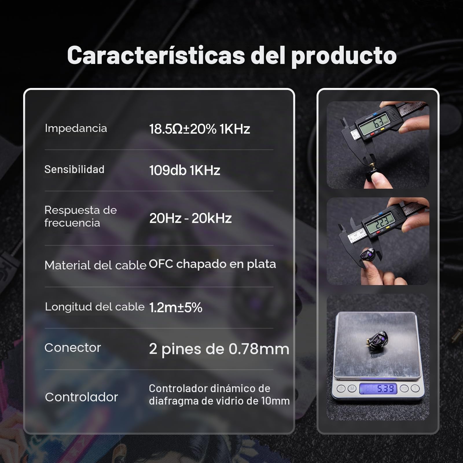 Linsoul TANGZU Xue Tao Gaming IEM,Auriculares con Cable con Micrófono, In Ear Monitor con Driver Dinámico de Diafragma de Vidrio 10mm, con Alambre OFC Desmontable de 2Pin Gamers Audiófilos (TypeC MIC)