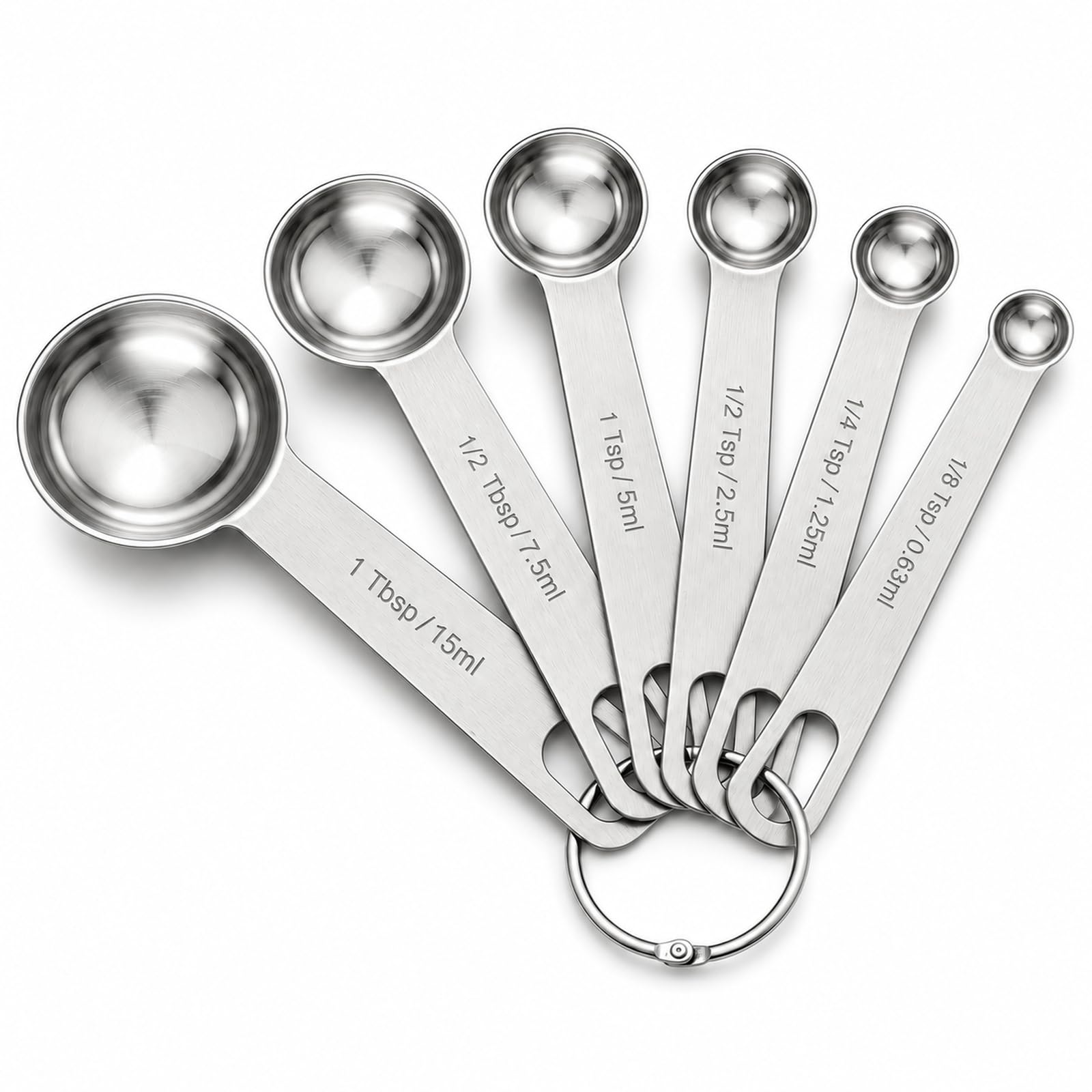 Measuring Spoons Set Stainless Steel: Dual Scale ml tbsp 6 Piece Kitchen