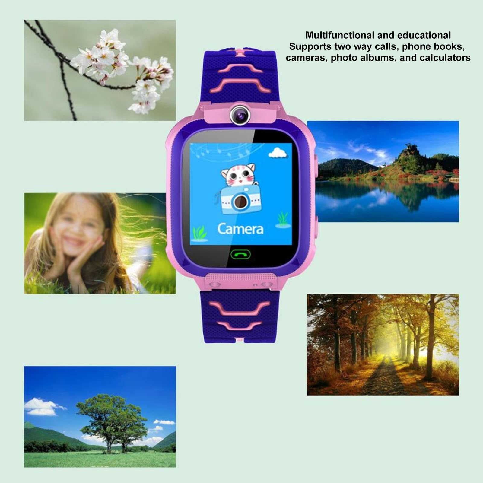 Inteligentny Zegarek, Smartwatch dla Dzieci dla Chłopców Dziewcząt, Zegarek dla Dzieci z Telefonem Komórkowym z 2-kierunkową kamerą Odtwarzacz Muzyki Wideo Zegar SOS, Zabawki dla