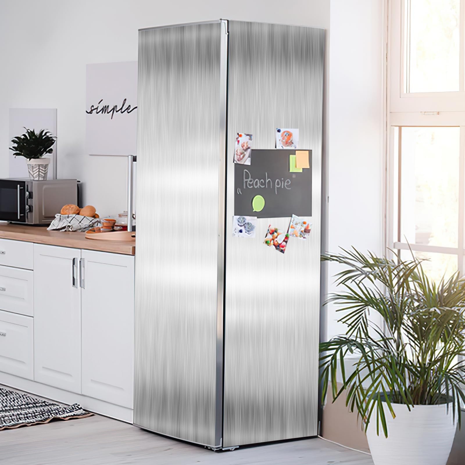Arthome Gebürstetes Silber Klebefolie Möbel Tapete,40cmx3m Selbstklebende Tapete Wasserdichtes PVC Vinyl Möbelfolie, Klebefolie Papier für Möbelabdeckung, Arbeitsplatte, Küche, Regalauskleidung