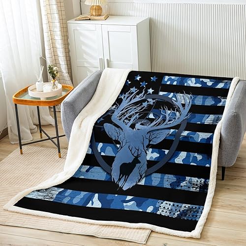 Miniatura 15 de Manfei Manta de camuflaje gris para sofá, manta de cama temática de caza de animales salvajes para niños y adultos, decoración de habitación, manta