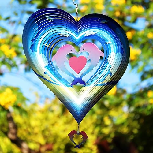 Miniatura 2 de WEVYHFS - Molinillo de viento de acero inoxidable, impresionante efecto 3D, resistente a la intemperie, decoración colgante para jardín y patio,