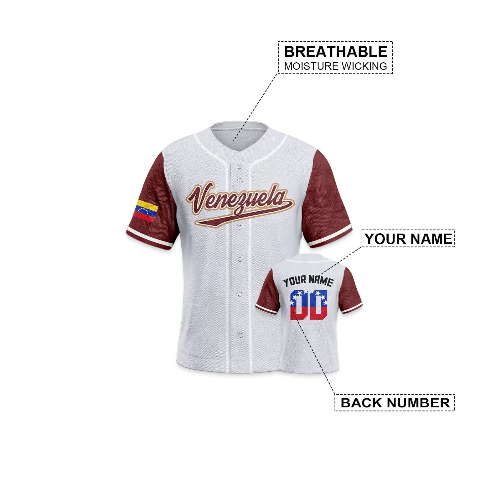 Personalisiertes Baseball Trikot 3D Stickerei/Druck World Baseball Jersey mit Ihrem Namen und Nummer Hip Hop Baseball Shirt für Herren Damen Kinder