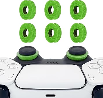 6 Pack Precision Rings Aim Assist for PS5, for PS4, Compatible with Xbox Controllers Accessories Enhance Accuracy & Control with Soft Silicone Rings Compatible with Fortnite & FPS Games,Green