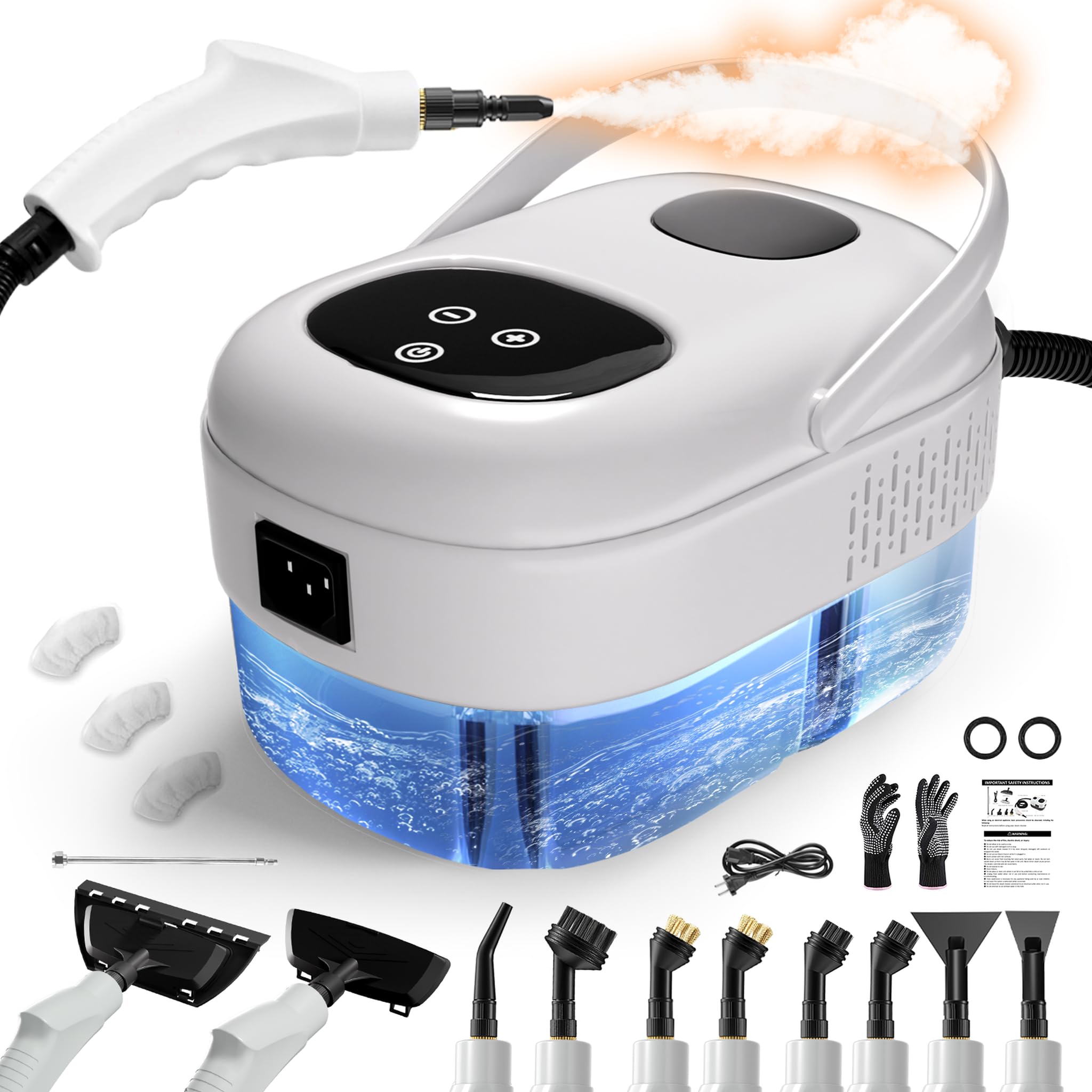 Nettoyeur Vapeur à Main, Haute Pression, Réservoir d'Eau 1,1 L, Blanc