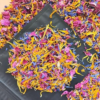 Naturals Brilliant Flower Petal Blend - Edible blend of calendula, blue cornflower and rose petals, all natural, food-grade, dried floral mix for baking, cocktails & garnish