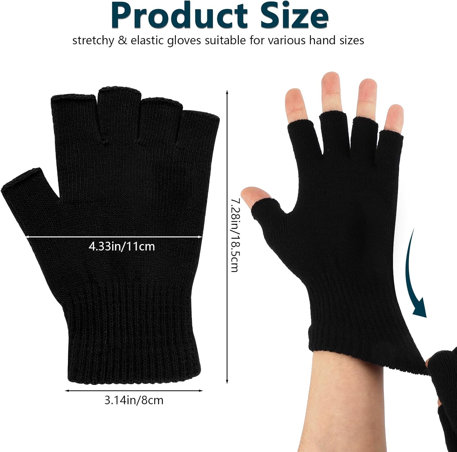 BEVTEE 4 Pairs Fingerless Gloves for Women Men, Winter Knitted Half Finger Gloves, Fit for Working, Typing, Writing, Running - Image 2