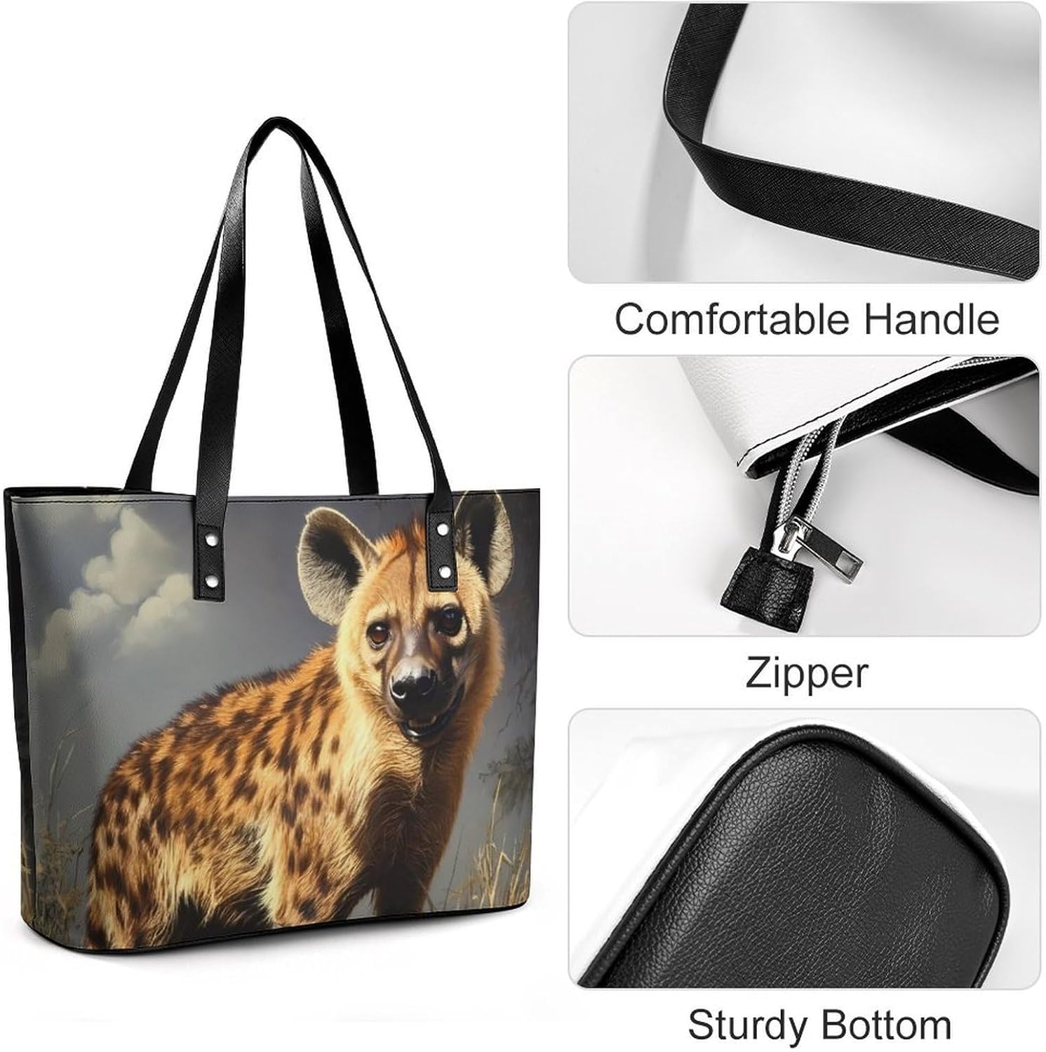 African Hyena Women's Satchel Handbags Tote Shoulder Bag Purses for Travel Shopping Work
