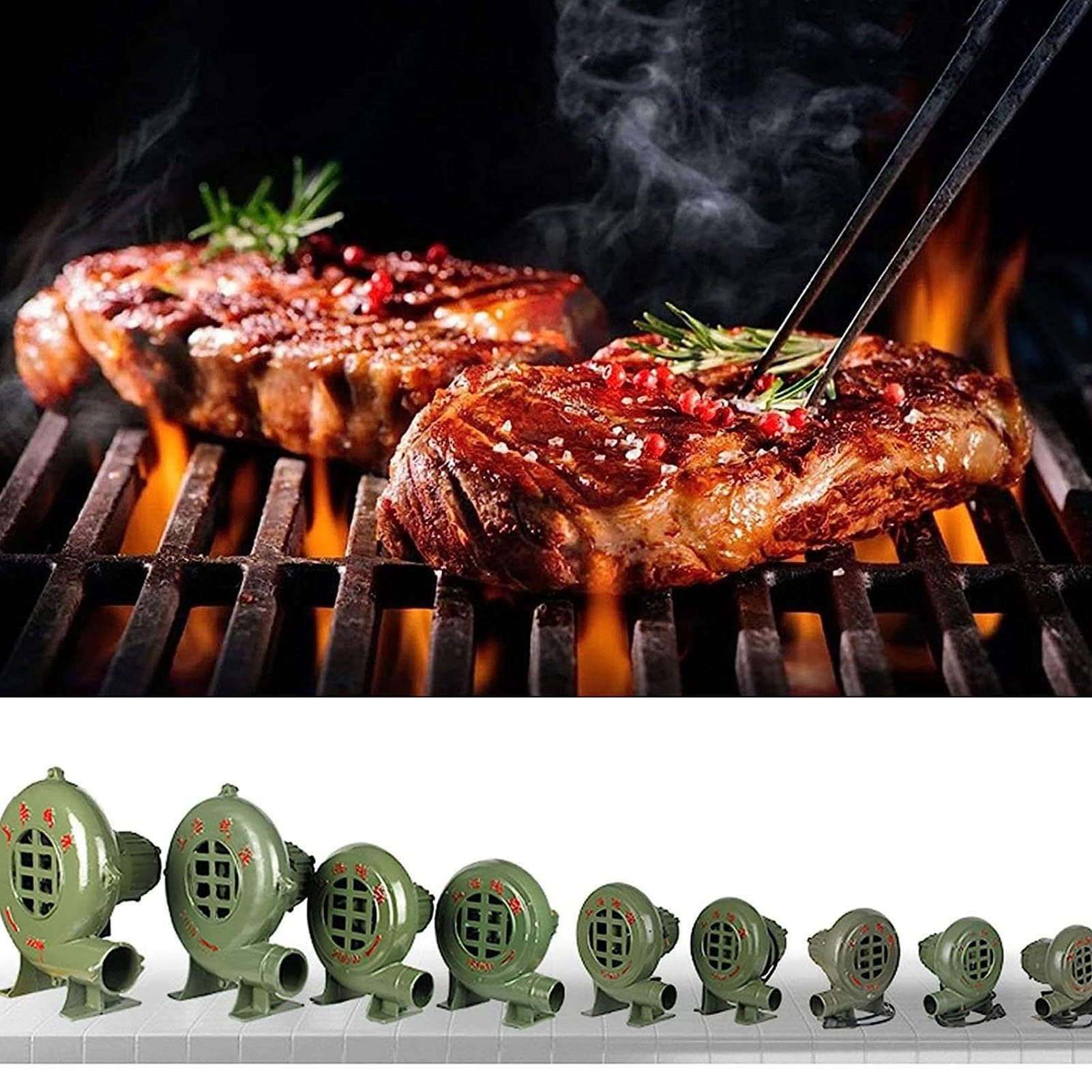 Hinchable Ventilador De Aire Eléctrico - 220V Soplador De Aire Eléctrico Centrífugo, BBQ Que Cocina El Ventilador Manual, Parrilla del Encendedor del Carbón De La Fan, para Camping/Picnic(40W)