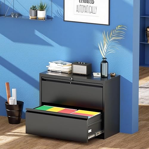 Miniatura 72 de Greenvelly Archivador D de 18 pulgadas, archivador de 3 cajones con cerradura, archivador vertical con bloqueo para oficina en casa, archivador