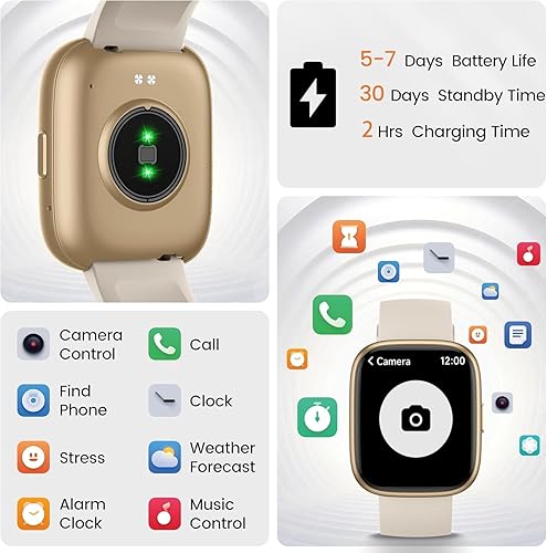 Miniatura 7 de Reloj inteligente con Alexa integrado, pantalla táctil HD de 1.83 pulgadas, rastreador de actividad física con llamadas Bluetooth, reloj de fitness