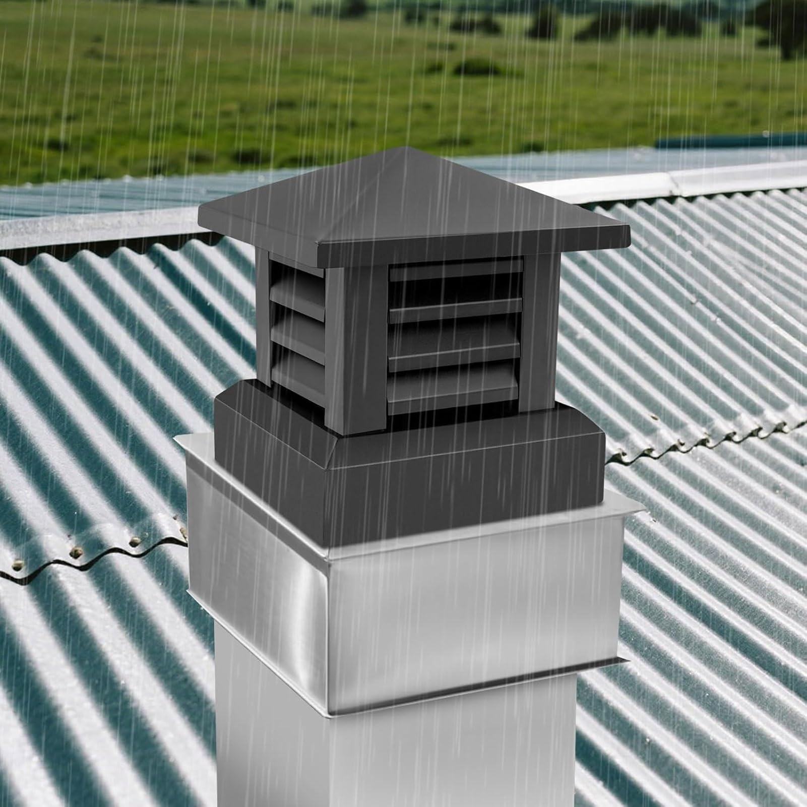 Tapas de Conductos de Humos Cuadradas de Aleación de Aluminio Sombrerete Chimenea Adecuada para Ventilación Exterior de Tejados(40x40cm/15.75x15.75in)