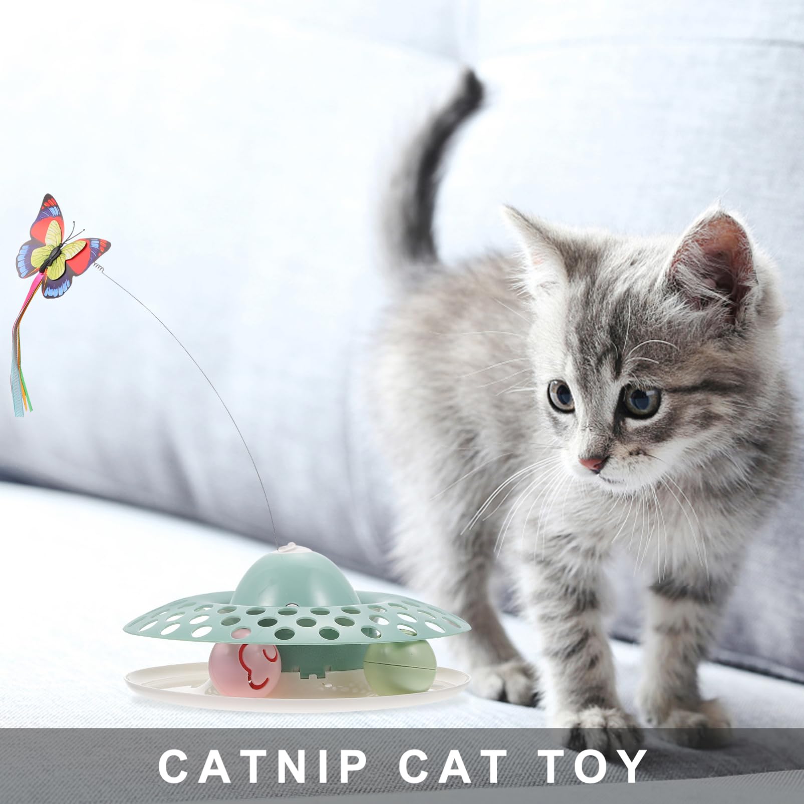 POPETPOP Juguete Giratorio Eléctrico para Gatos Juguete Interactivo para Gatos para Suministros para Mascotas de Simulación