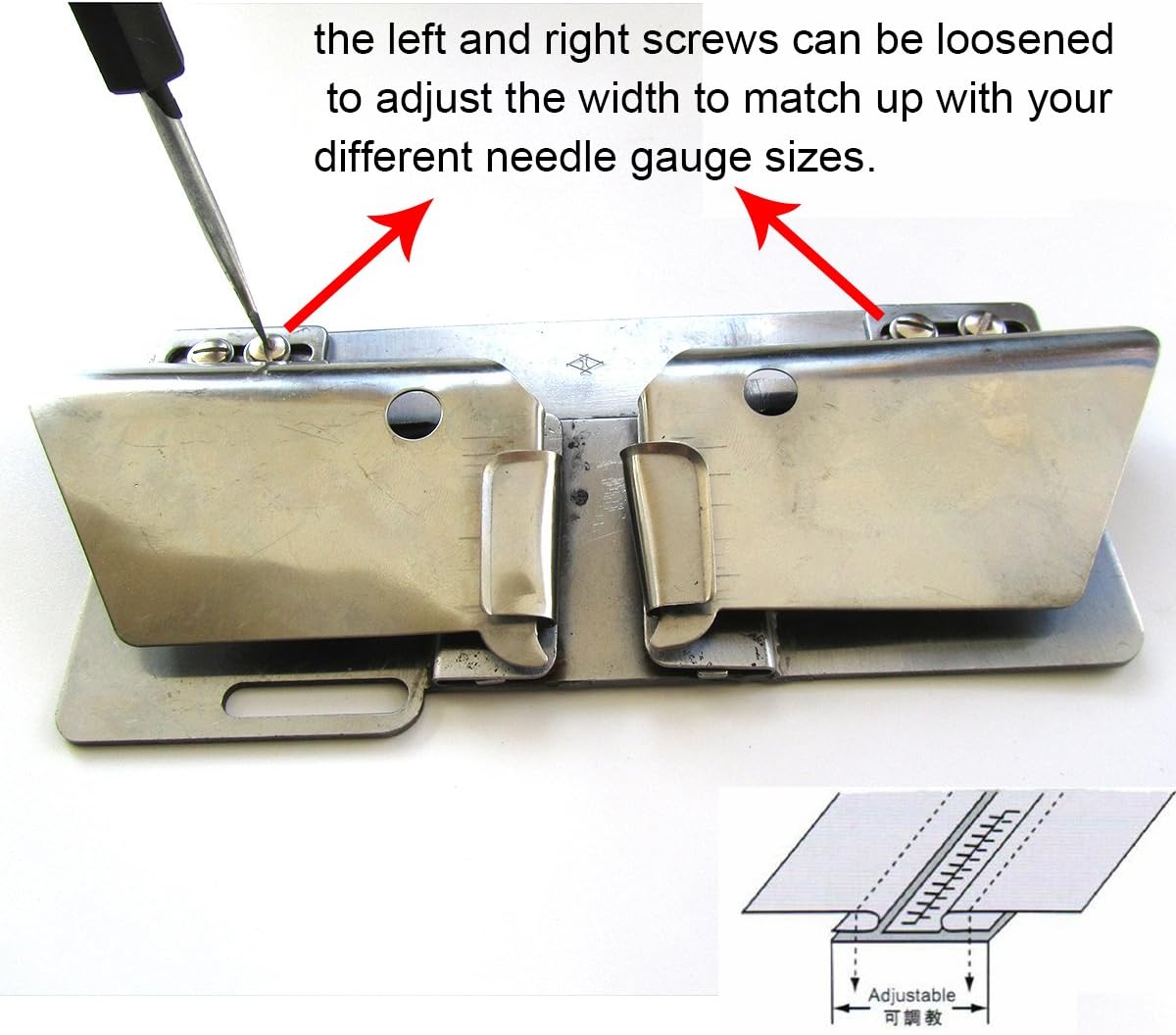 ckpsms Zipper Attachtment & Folder for Double Needle Machines, Juki 1560,Consew 339