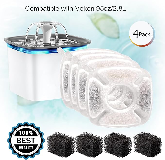 Filtros y Esponjas de Repuesto para Fuente de Mascotas Veken 2.8L miniatura 3