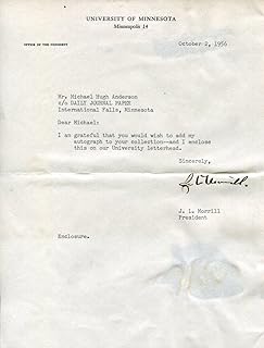 James Morrill President University of Minnesota And Wyoming Signed Autograph - Sports Memorabilia