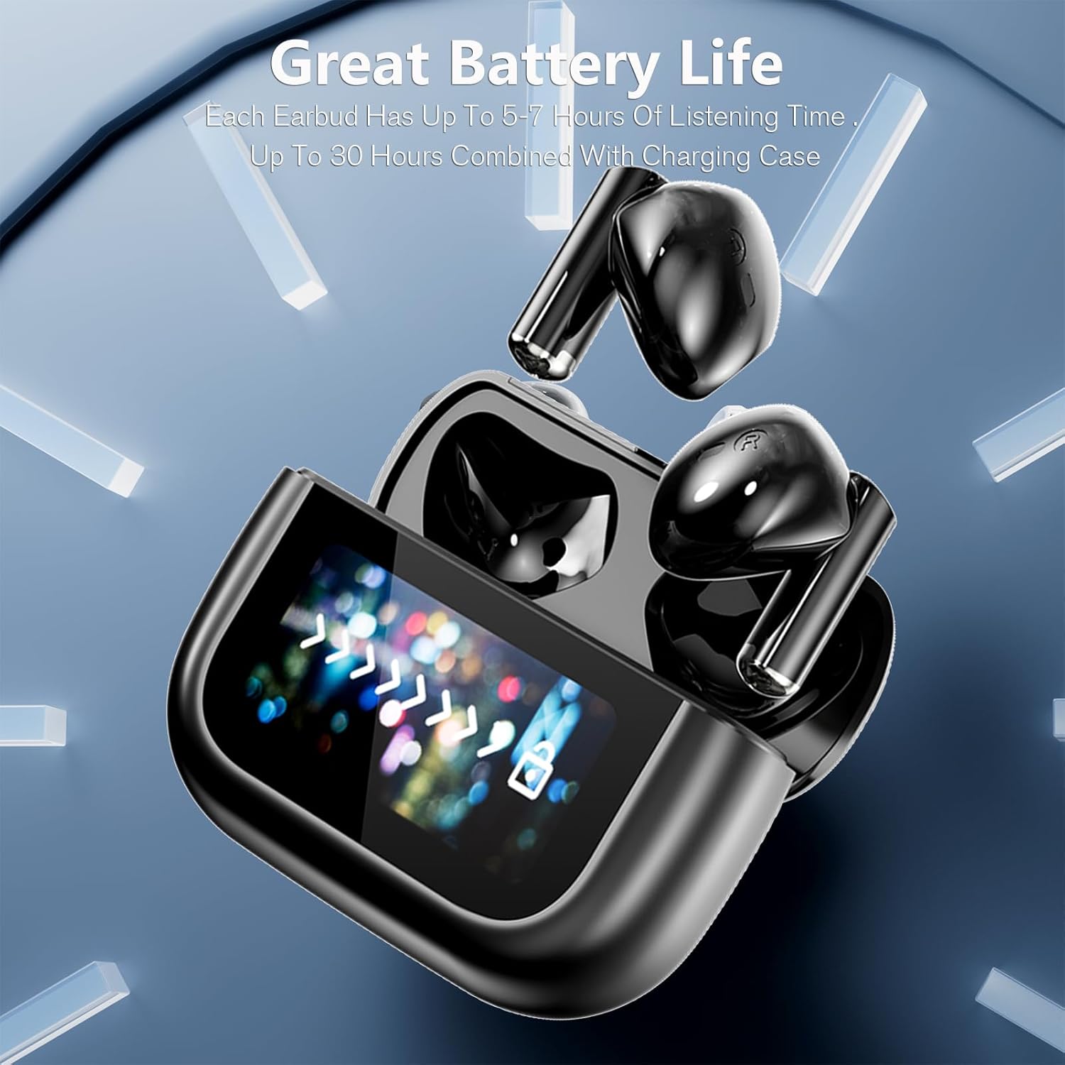 Xmenha Small Touch Screen TWS Bluetooth Earbuds - Wireless Blue Tooth Earphones for iPhone & Android