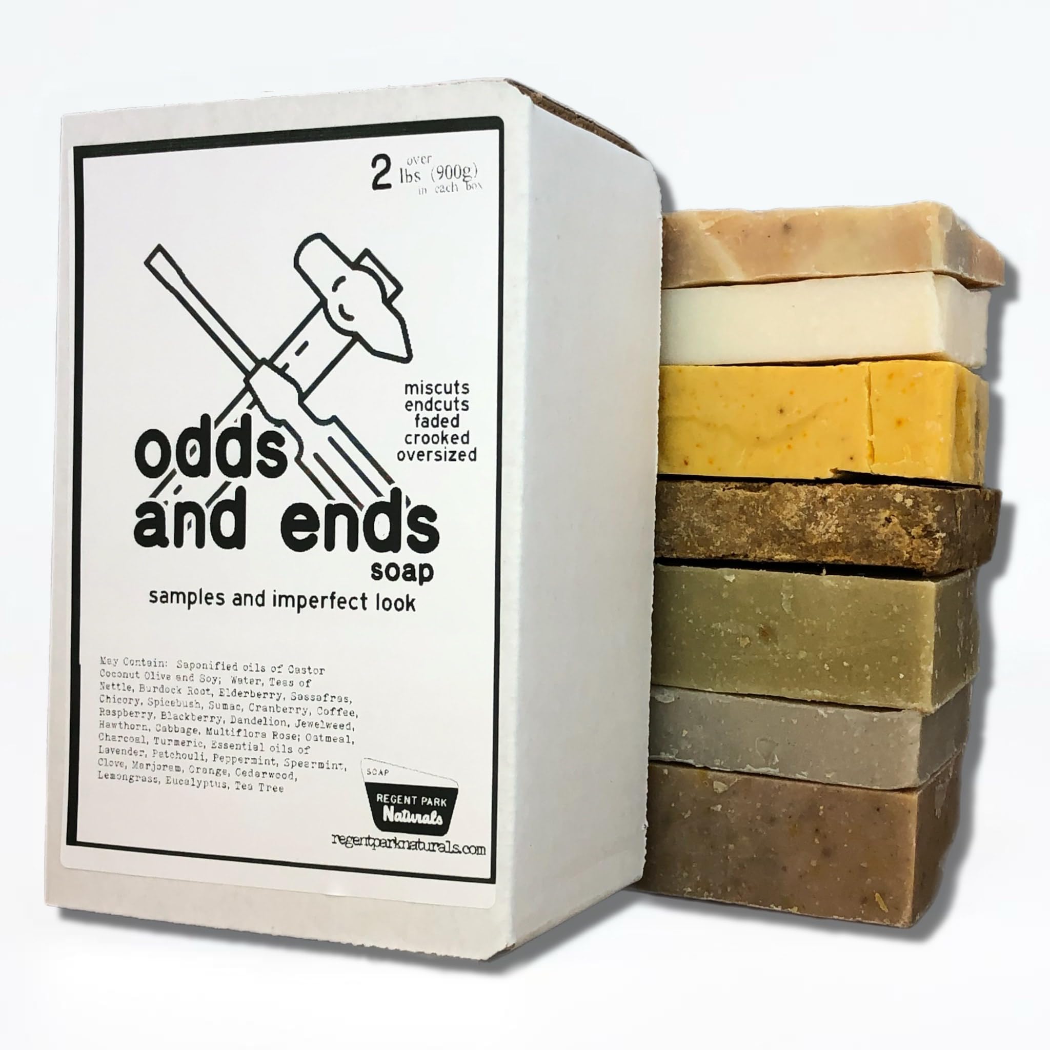 Odds and Ends Soap Sampler: Miscut Gift Pack -Large- Variety of Handmade Scents (2 lb box)
