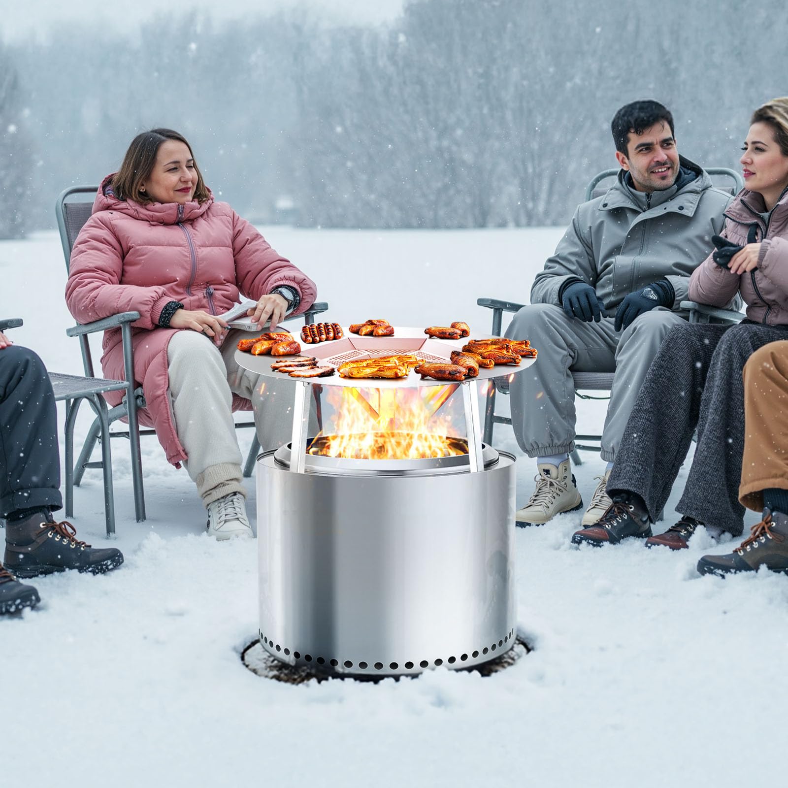 VEVOR Deflettore di Calore per Braciere da 635 mm Deflettore per Braciere da Falò in Acciaio Inox 304 per Stufa Solo Yukon, Forma di Rotonda, Copribruciatore Staccabile, Accessori da Campeggio
