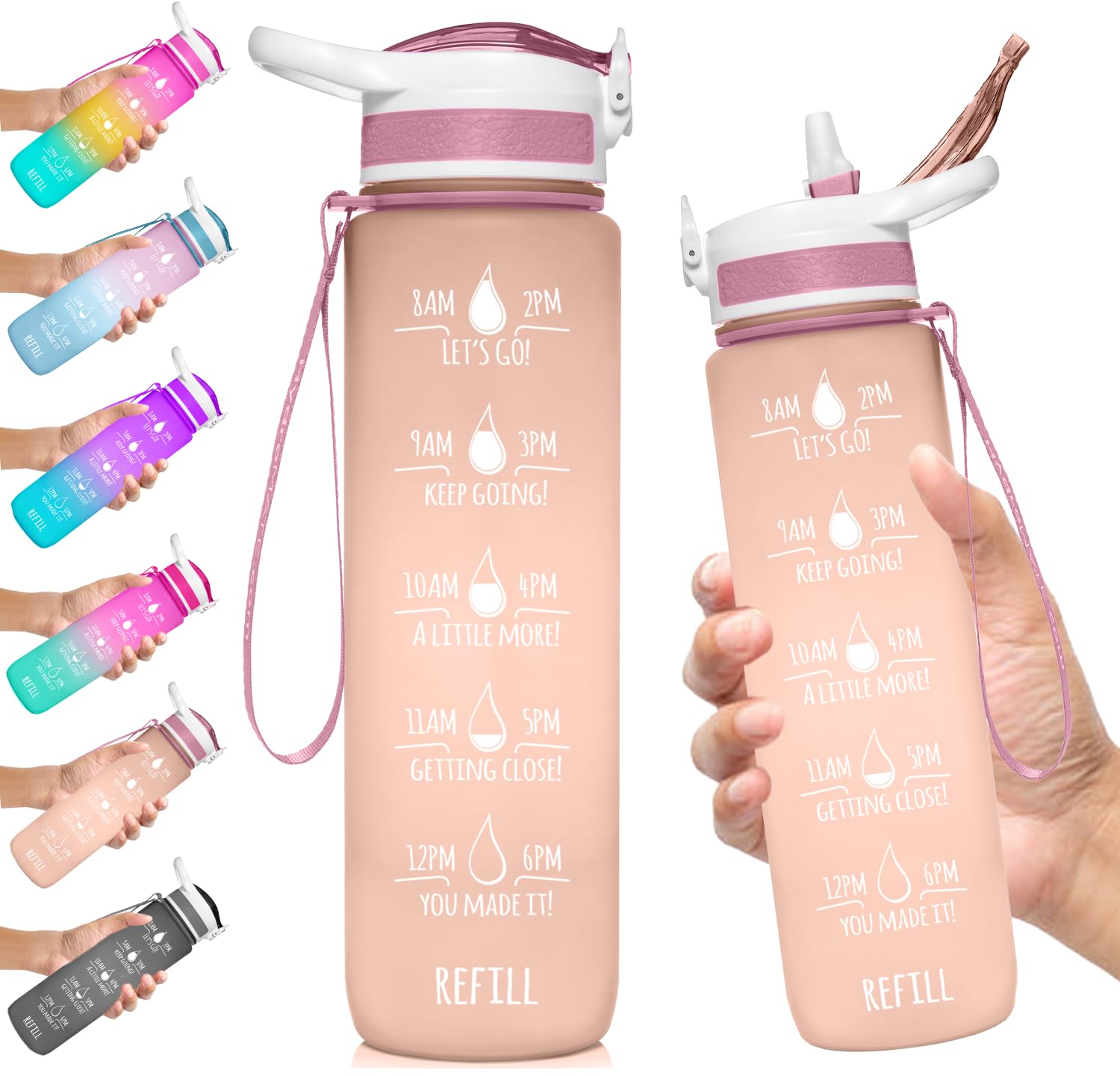 NatureWorks HydroMATE 32 oz Water Bottle and Carrying Strap