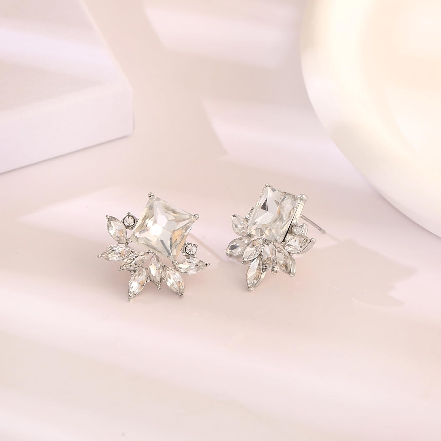 ATIMIGO Vintage Rhinestone Crystal Cluster Drop Earrings Art Deco Hypoallergenic Earrings for Women Wedding Bridal Prom Formal - Image 3