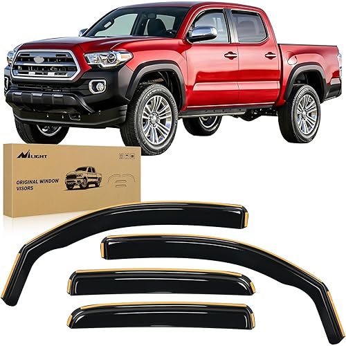 Nilight Durable Rain Guards for Toyota Tacoma Double Cab 2016 2017 2018 2019 2020 2021 2022 2023 Window Deflectors, Vent Window Visors, 4 Pieces